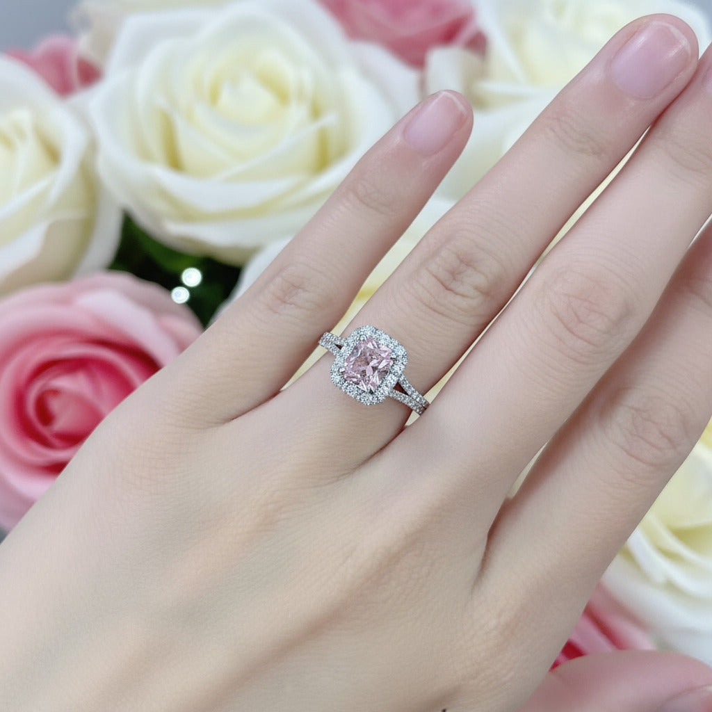 Pink Cushion Cut Diamond Engagement Ring-Black Diamonds New York