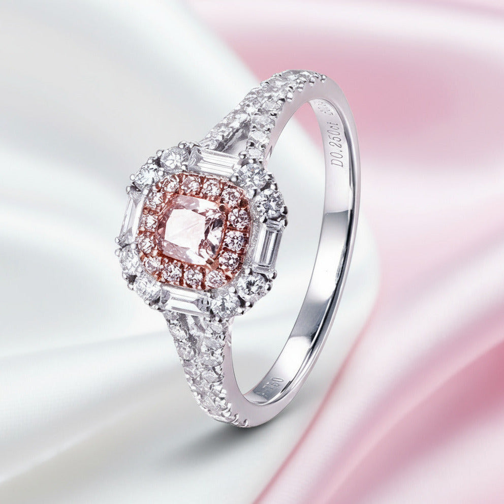 Pink Cushion Cut Diamond Engagement Ring-Black Diamonds New York