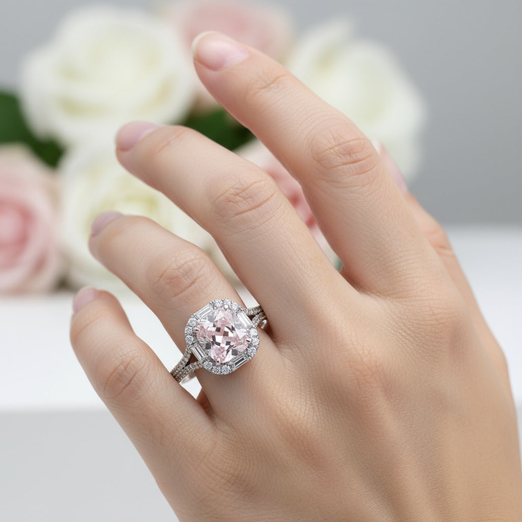 Pink Cushion Cut Diamond Engagement Ring-Black Diamonds New York