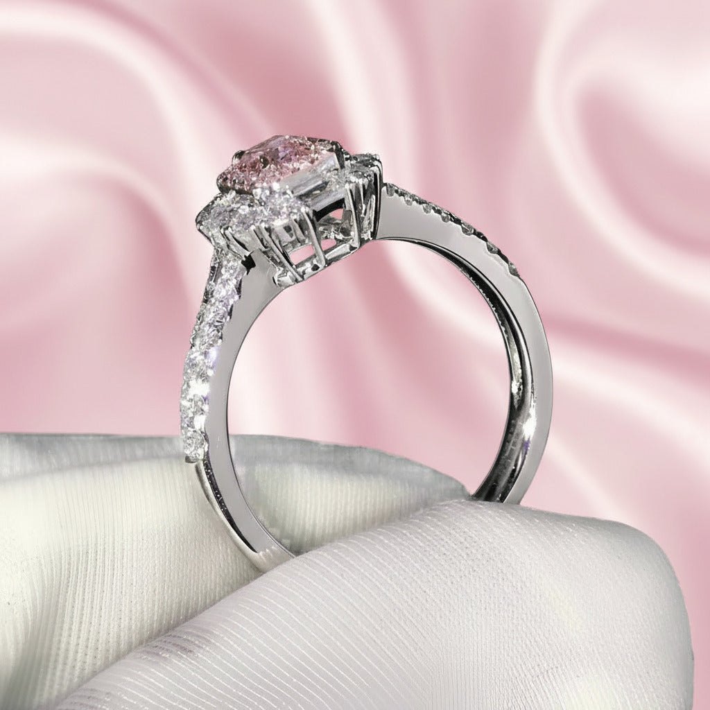 Pink Cushion Cut Diamond Engagement Ring-Black Diamonds New York
