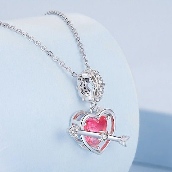 Pink Heart & Cupid's Arrow Charm-Black Diamonds New York