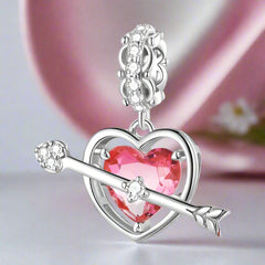 Pink Heart & Cupid's Arrow Charm