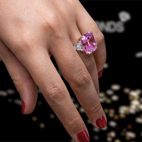 Pink Sapphire Detailed Halo