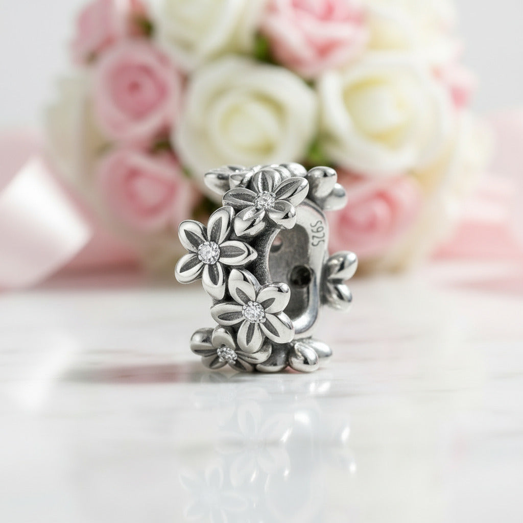Pinky Swear Flower Lace & Heart Charm-Black Diamonds New York