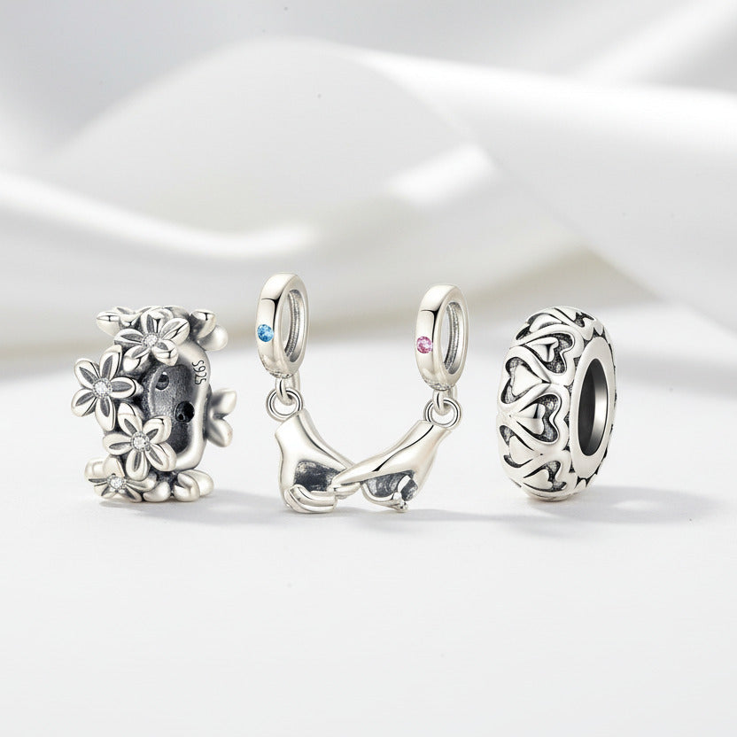 Pinky Swear Flower Lace & Heart Charm-Black Diamonds New York