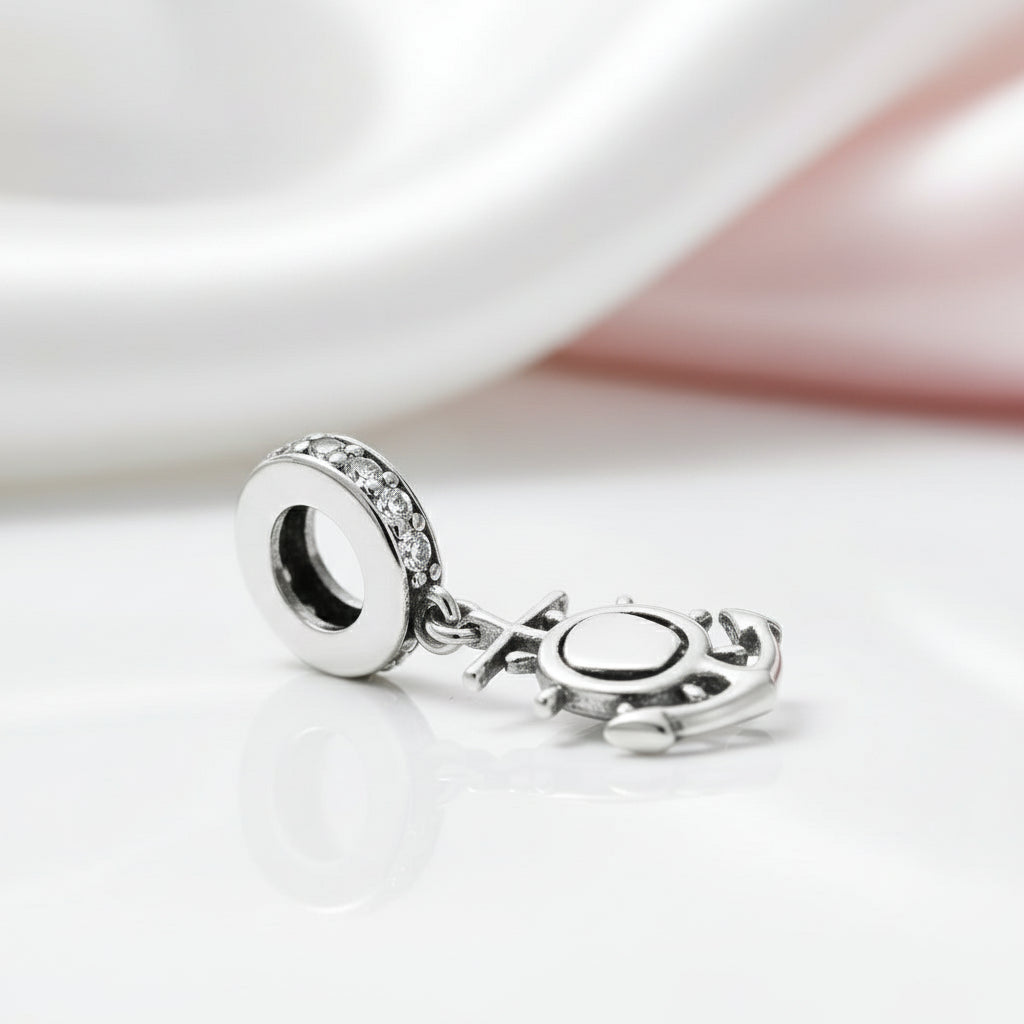 Pirate Skull & Anchor Charm-Black Diamonds New York