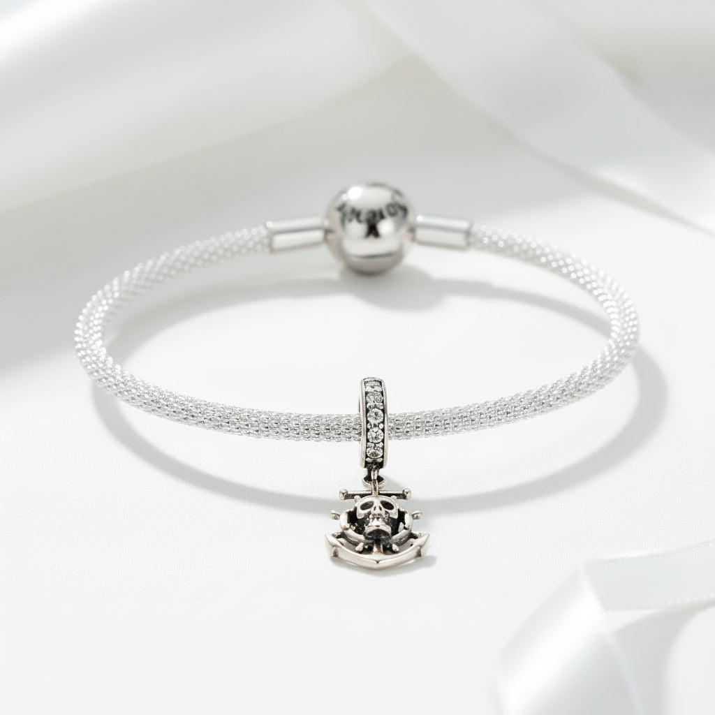 Pirate Skull & Anchor Charm-Black Diamonds New York