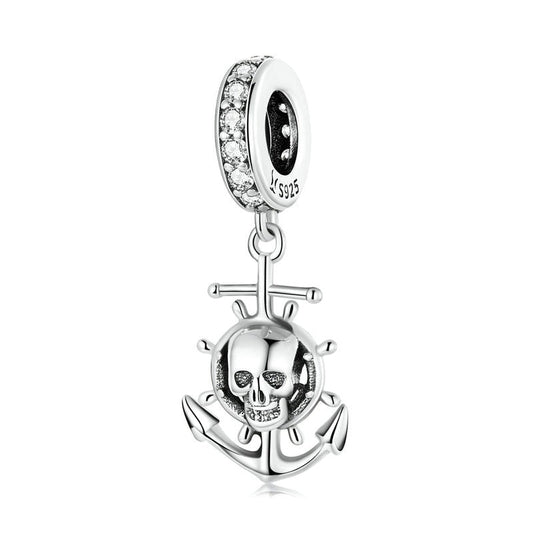 Pirate Skull & Anchor Charm-Black Diamonds New York