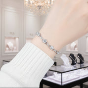 Platinum & Silver Flower Sweet Bracelet-Black Diamonds New York