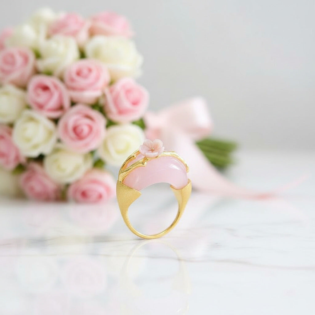 Plum Flower Ring-Black Diamonds New York