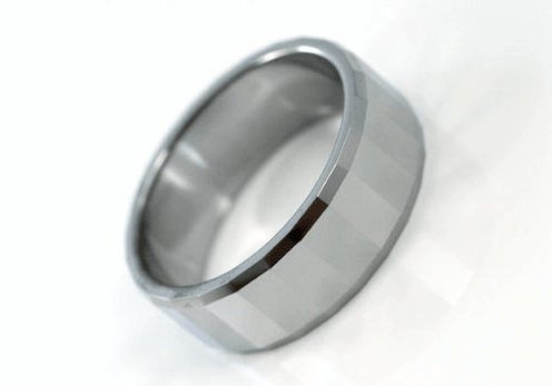 Polished Tungsten Steel Men's Band Ring - Black Diamonds New York