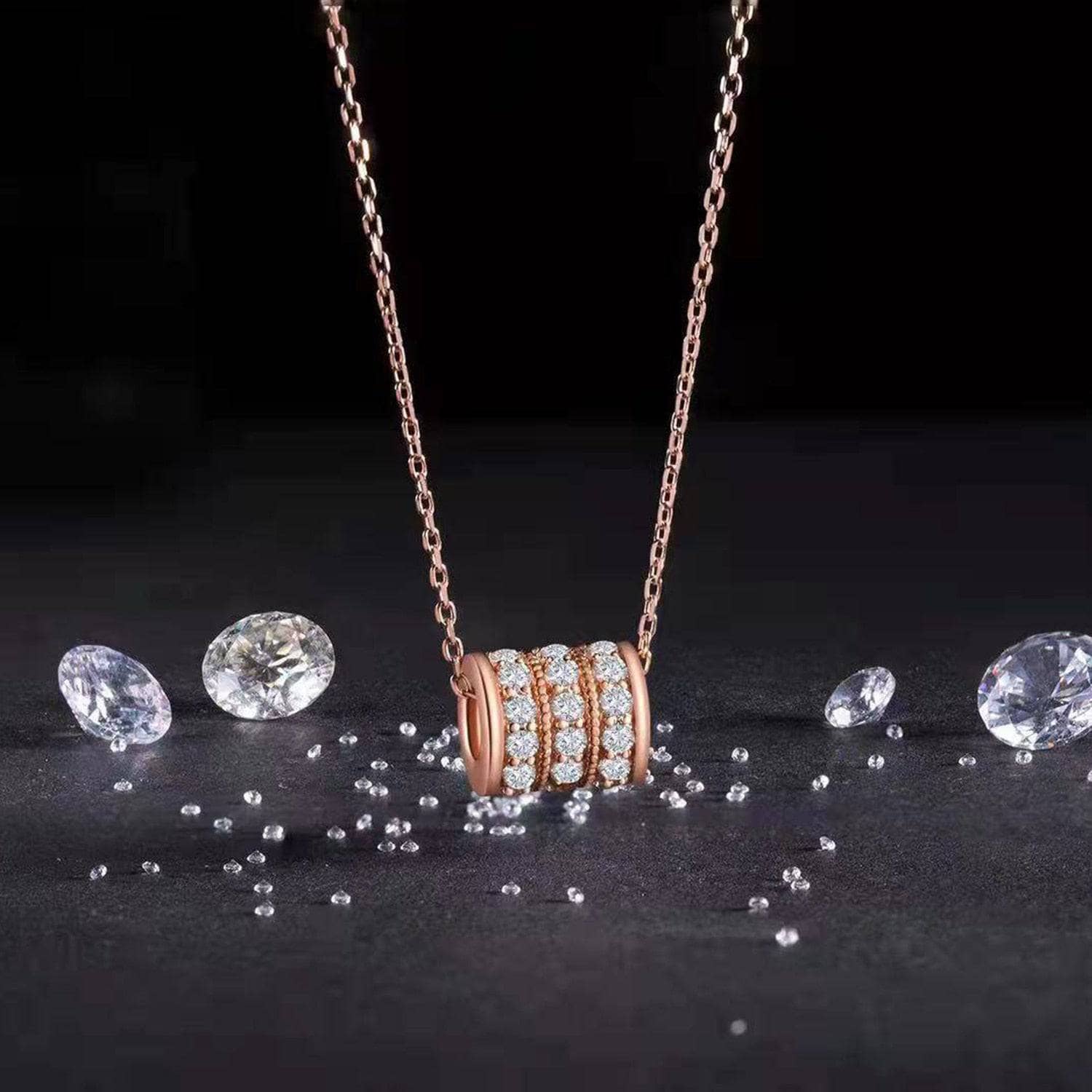 Premium Round Moissanite Pendant Necklace - Black Diamonds New York