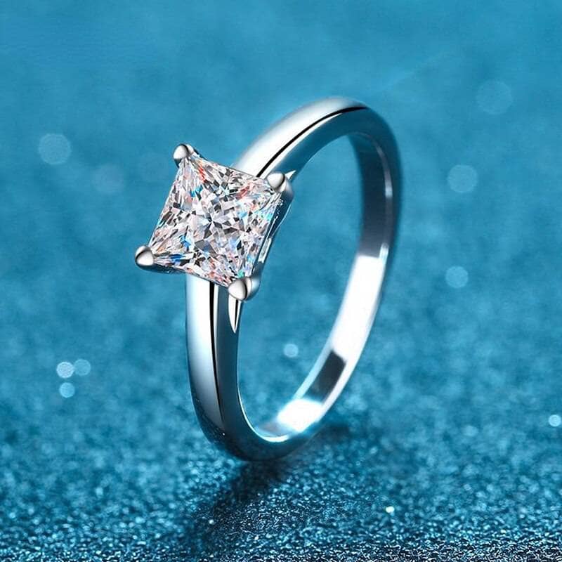 Princess Cut 2ct Moissanite Diamond Engagement Ring-Black Diamonds New York