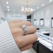 Princess Cut Diamond Halo Criss Cross Wedding Ring Set-Black Diamonds New York