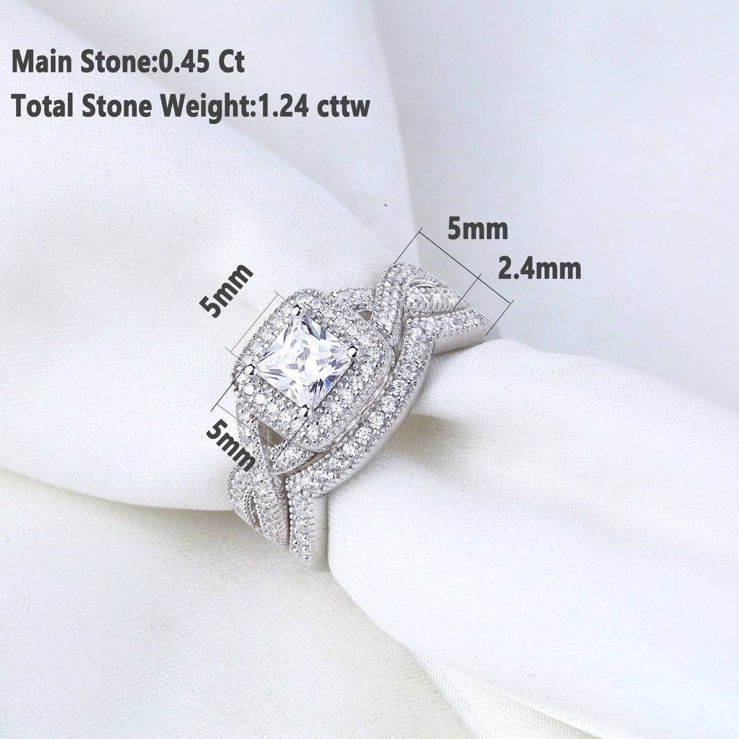 Princess Cut EVN™ Diamond Halo Criss Cross Wedding Ring Set-Black Diamonds New York