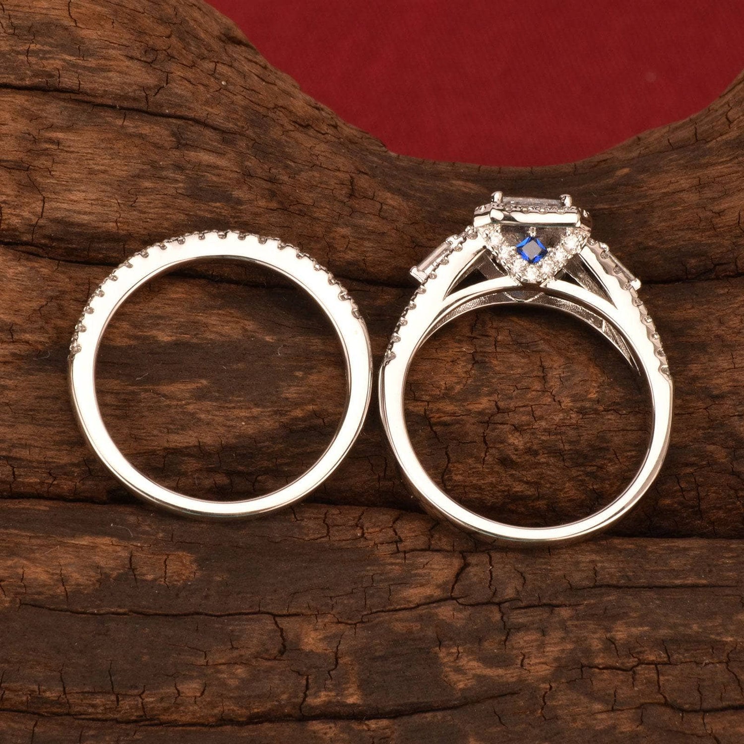 Princess Cut Created Diamond Halo Engagement Ring-Black Diamonds New York