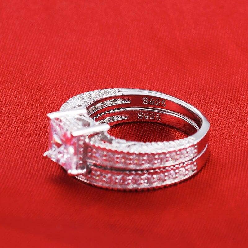 Princess Cut Cubic Zircon Ring Set - Black Diamonds New York