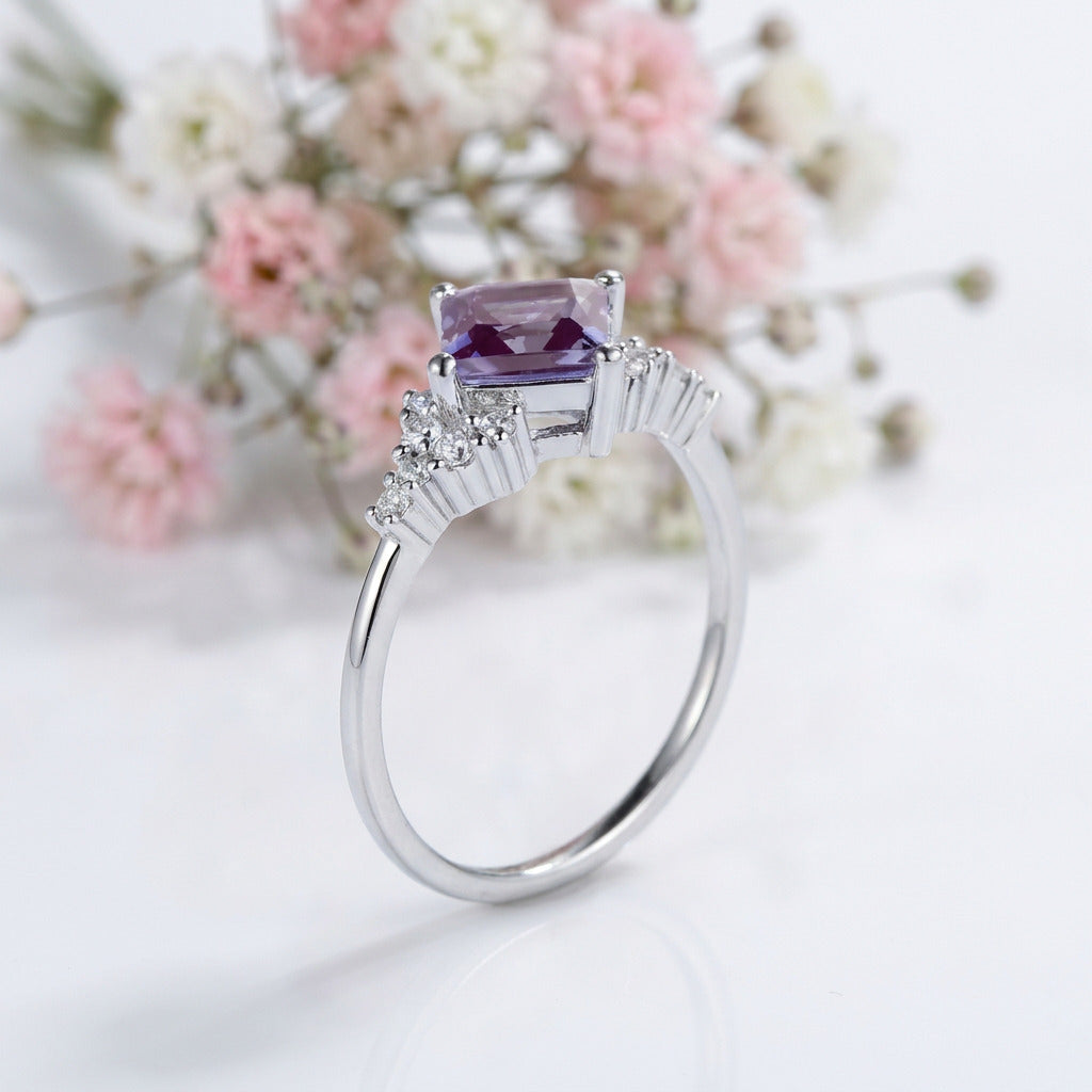Lab Alexandrite Ring Princess Cut Lab Alexandrite Gemstone Ring from Black Diamonds New York