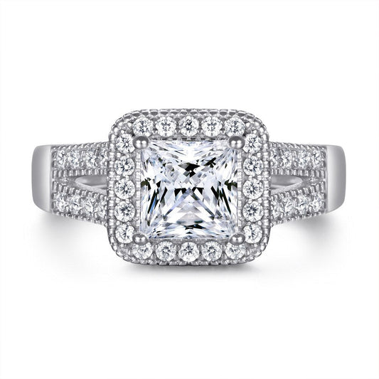 Princess Cut Diamond Halo Engagement Ring-Black Diamonds New York