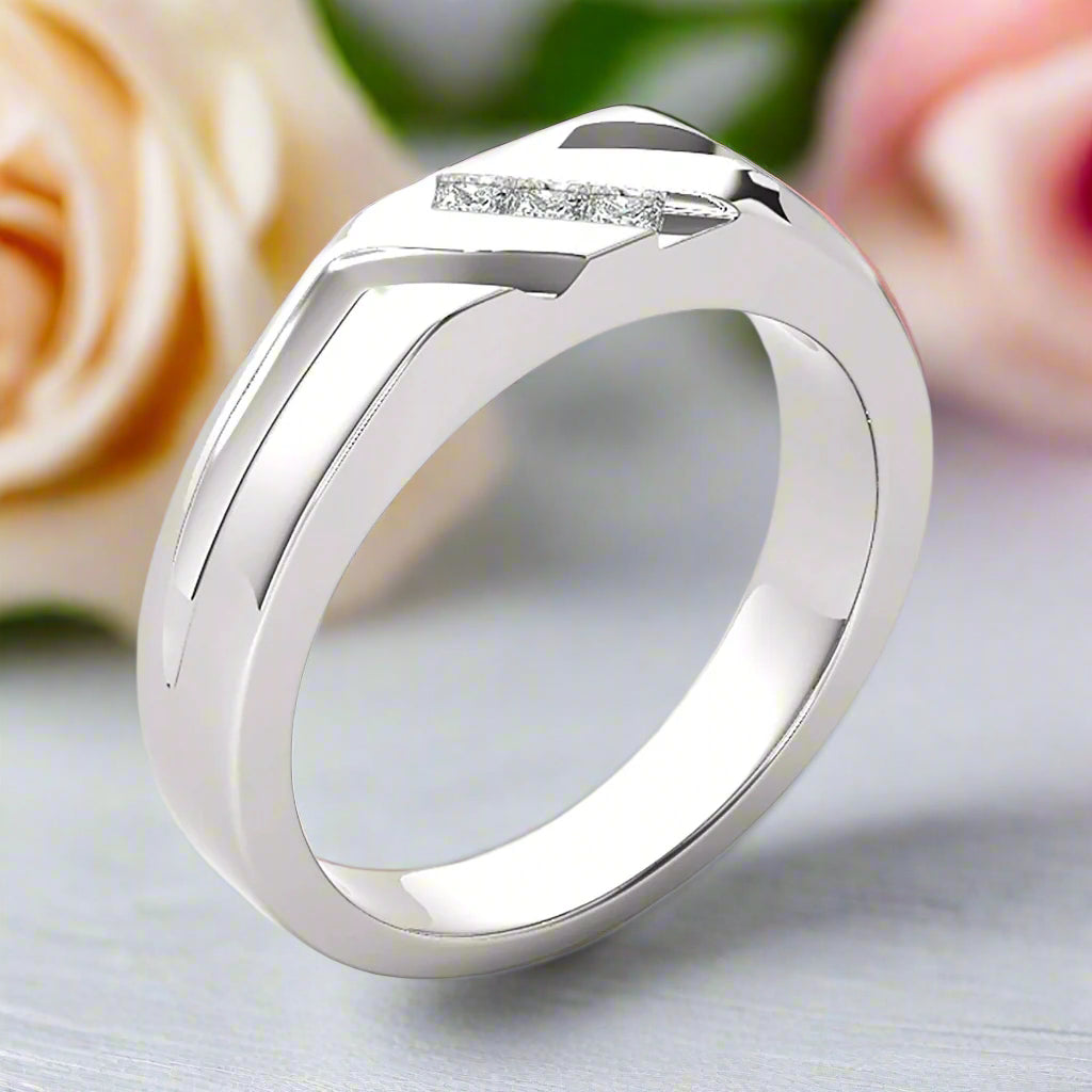 Princess Cut Diamond Mens Wedding Band-Black Diamonds New York