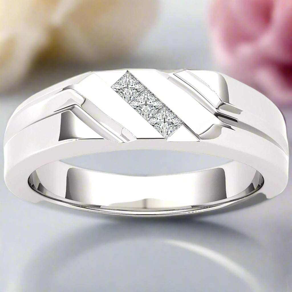 Princess Cut Diamond Mens Wedding Band-Black Diamonds New York