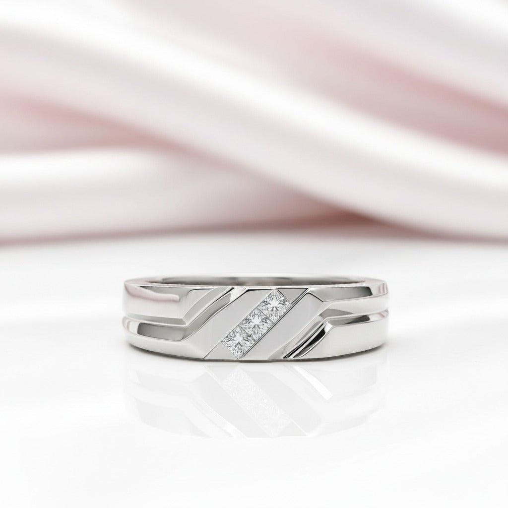 Princess Cut Diamond Option Men's Wedding Band-Black Diamonds New York