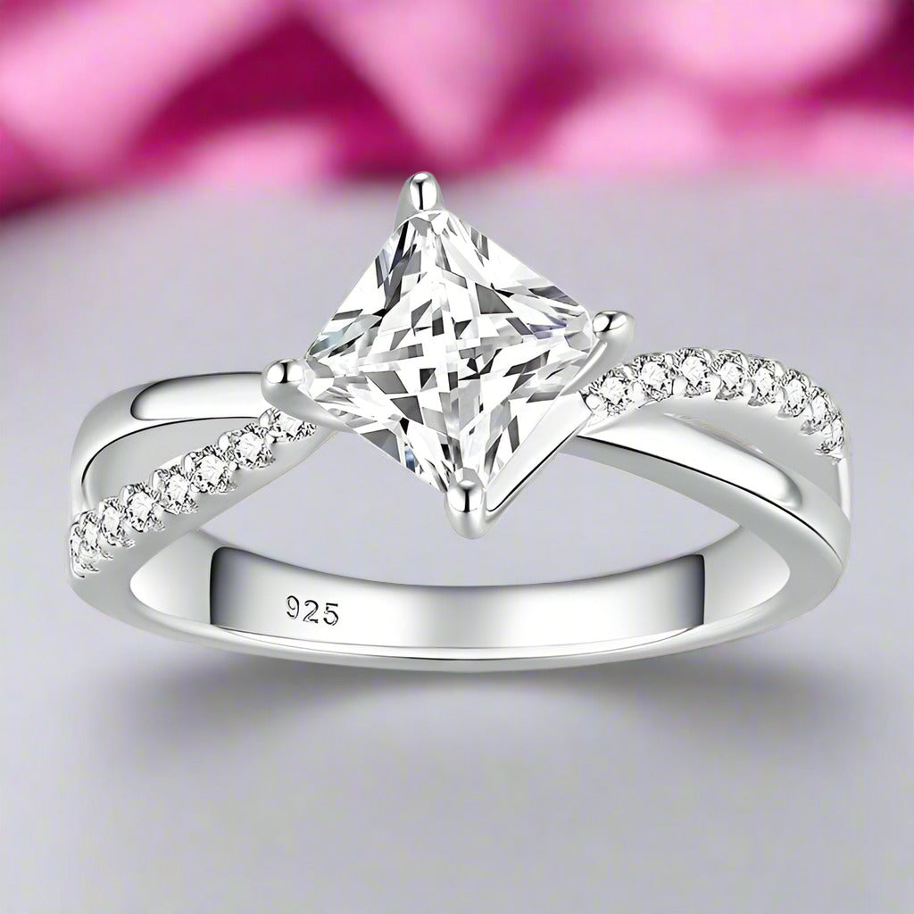 Princess Cut Diamond Twist Engagement Ring-Black Diamonds New York