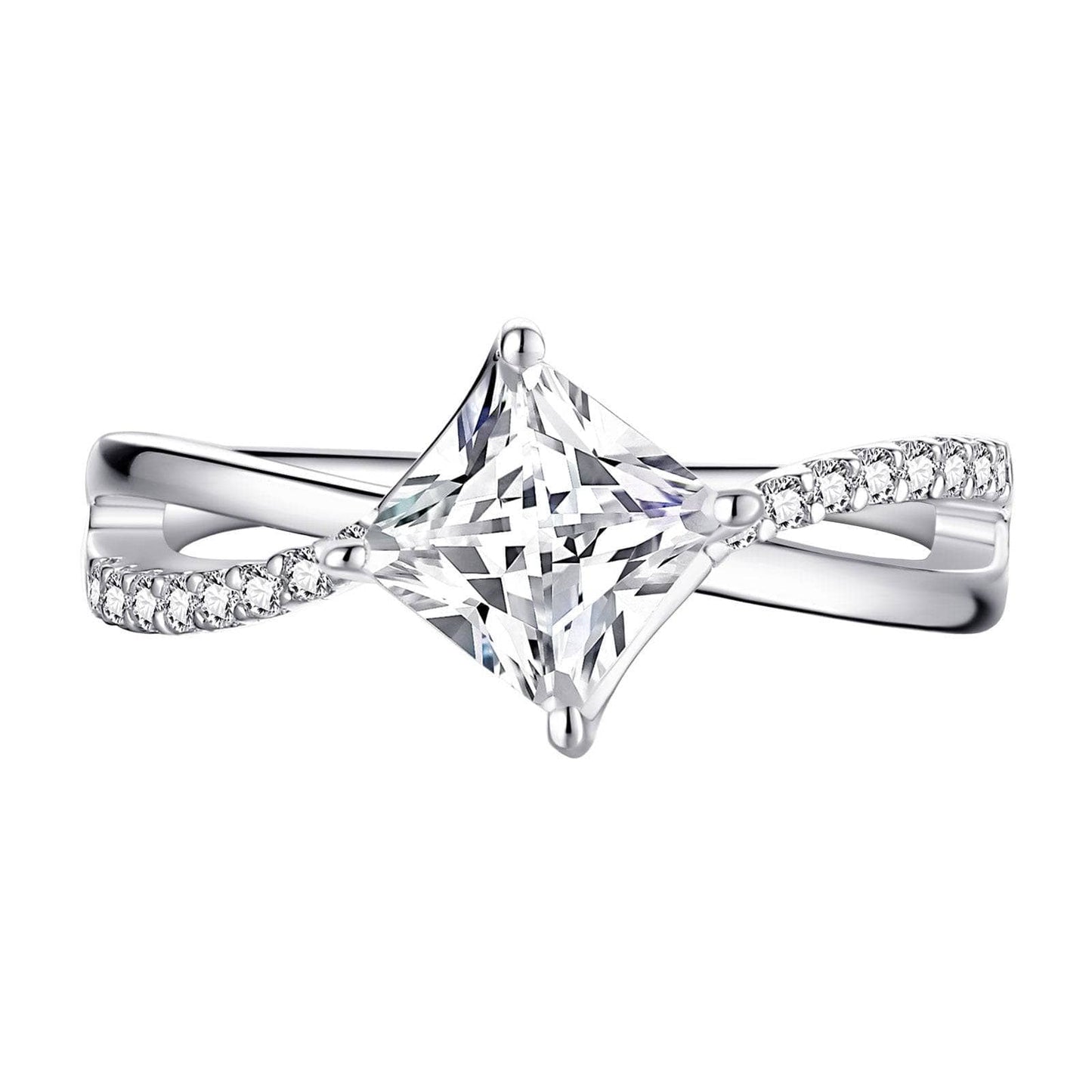 Princess Cut Moissanite Twist Engagement Ring-Black Diamonds New York
