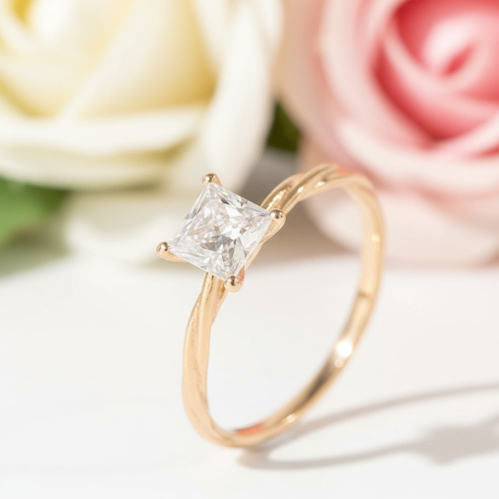 Princess Cut Diamond Twist Wedding Ring Set-Black Diamonds New York