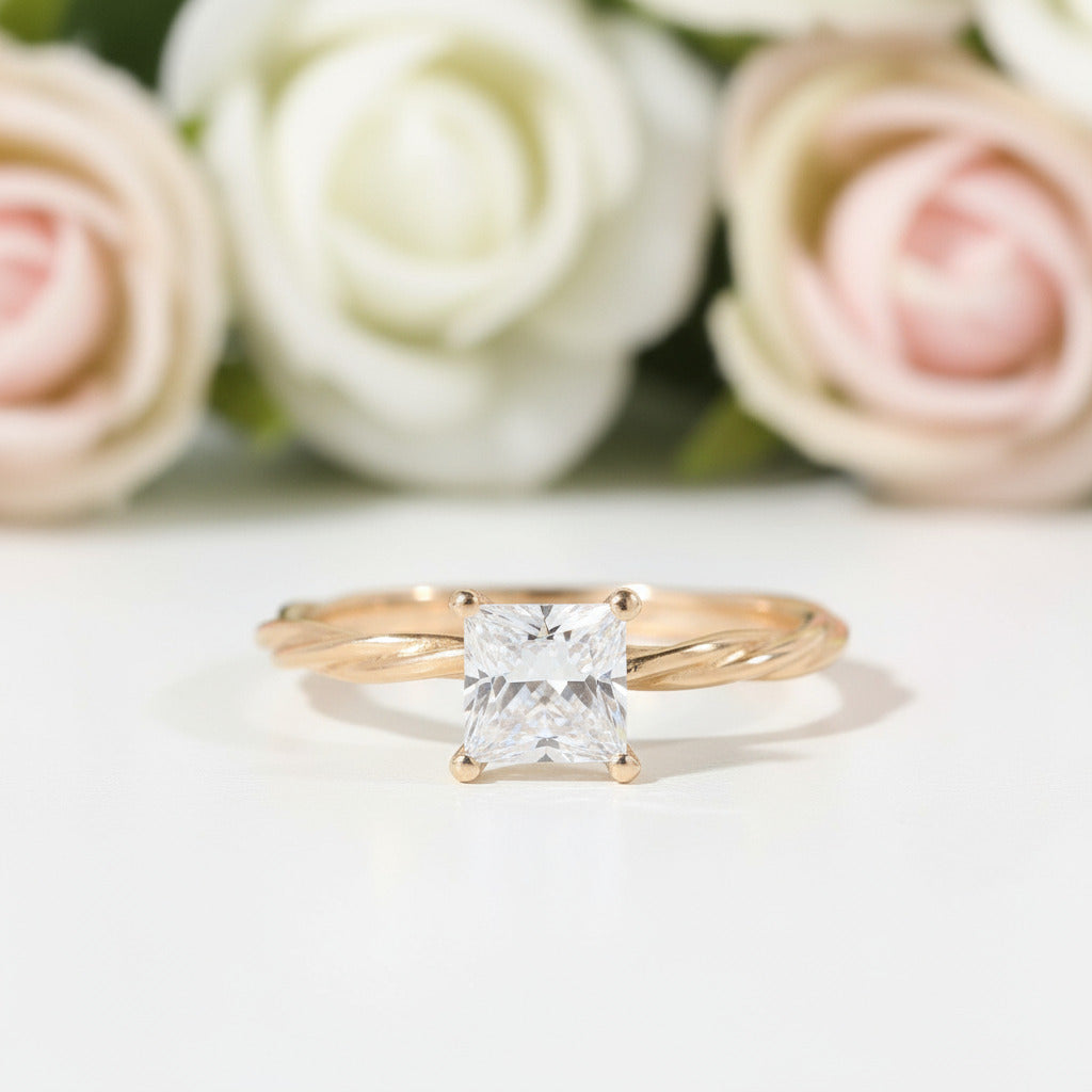 Princess Cut Diamond Twist Wedding Ring Set-Black Diamonds New York