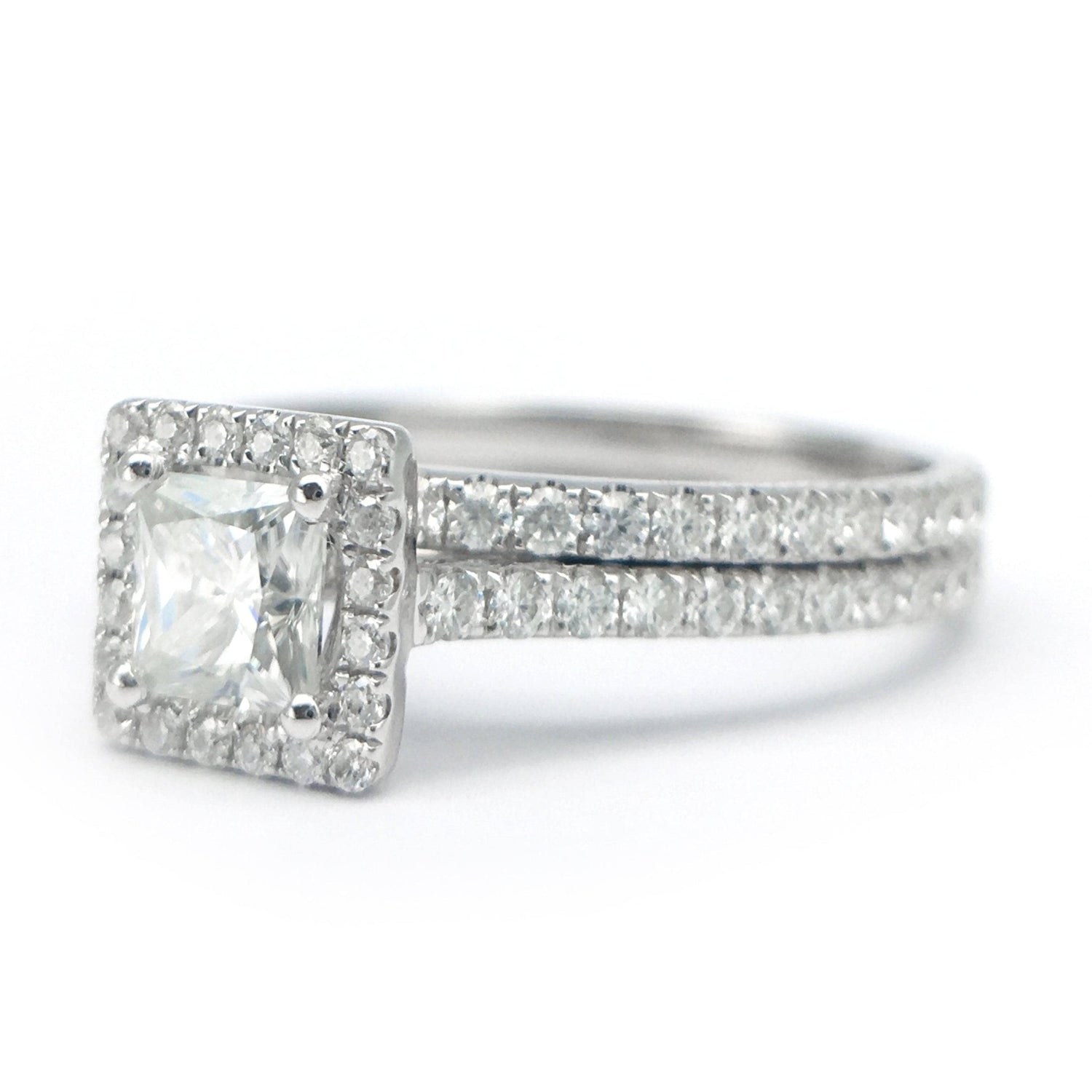 Princess Cut Moissanite Vintage Promise Dainty Ring Set - Black Diamonds New York