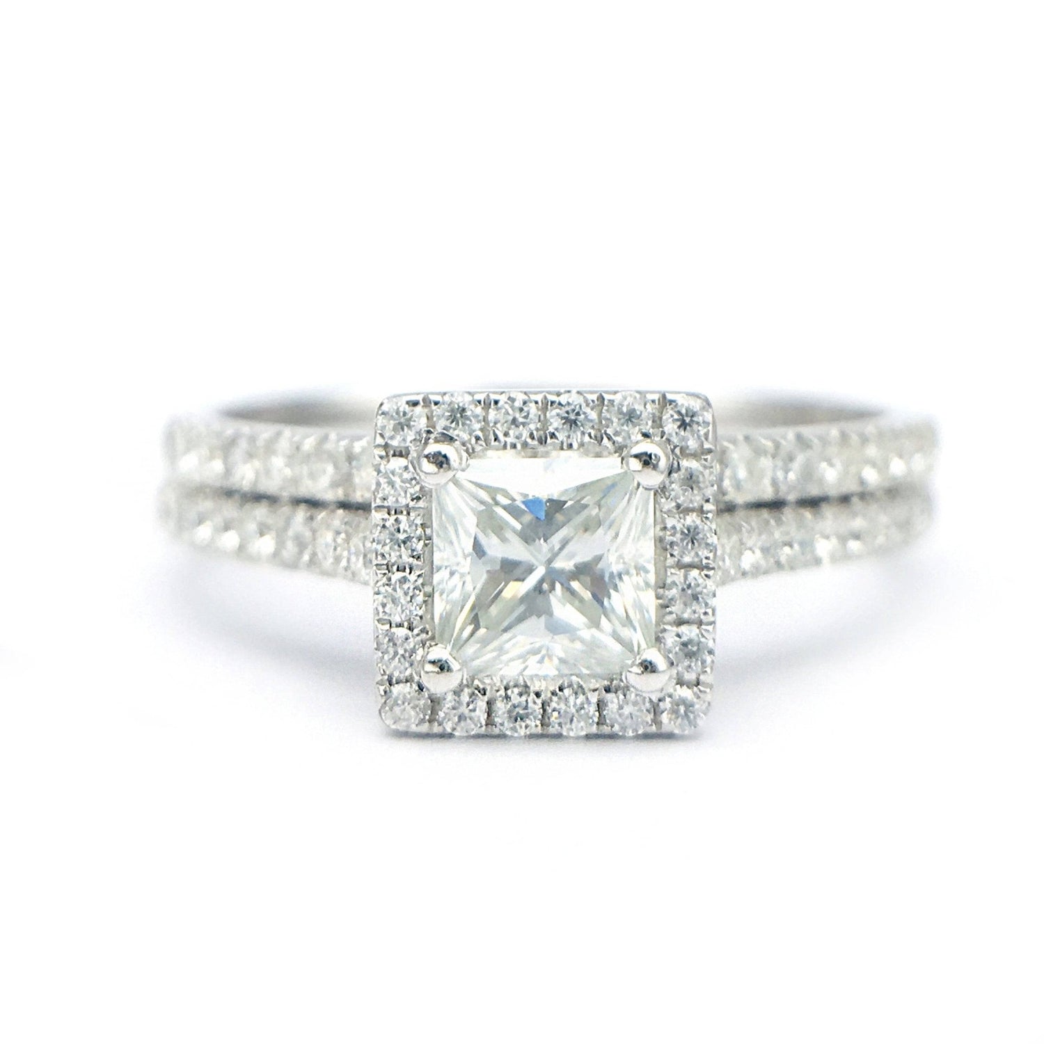Princess Cut Moissanite Vintage Promise Dainty Ring Set - Black Diamonds New York