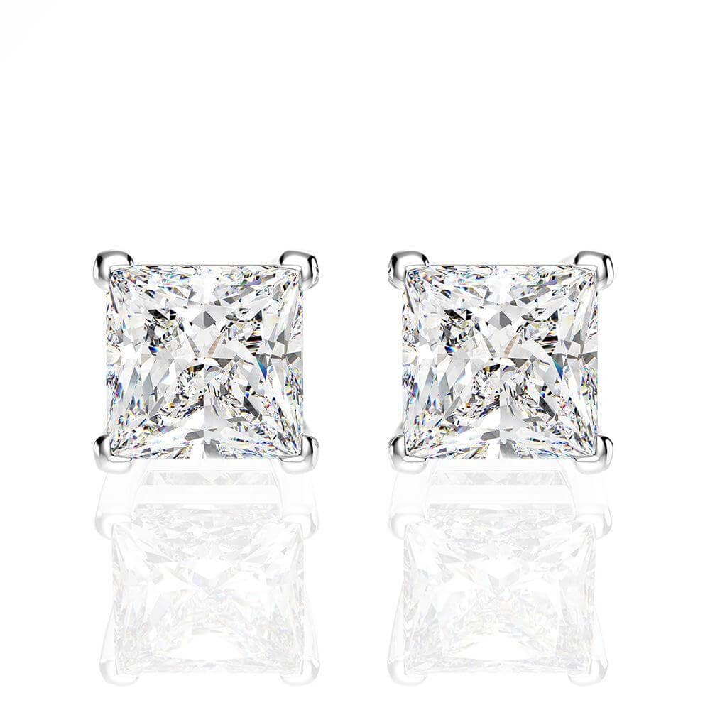 Princess Cut Sona Simulated Diamond Stud Earrings-Black Diamonds New York