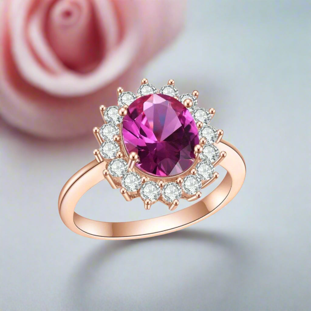 Princess Diana Inspired Colored Gemstone Engagement Ring-Black Diamonds New York