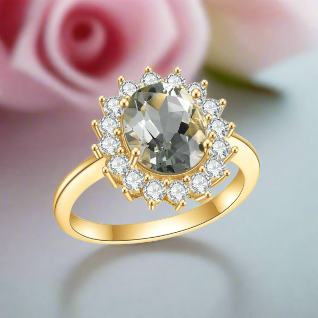 Princess Diana Inspired Colored Gemstone Engagement Ring-Black Diamonds New York