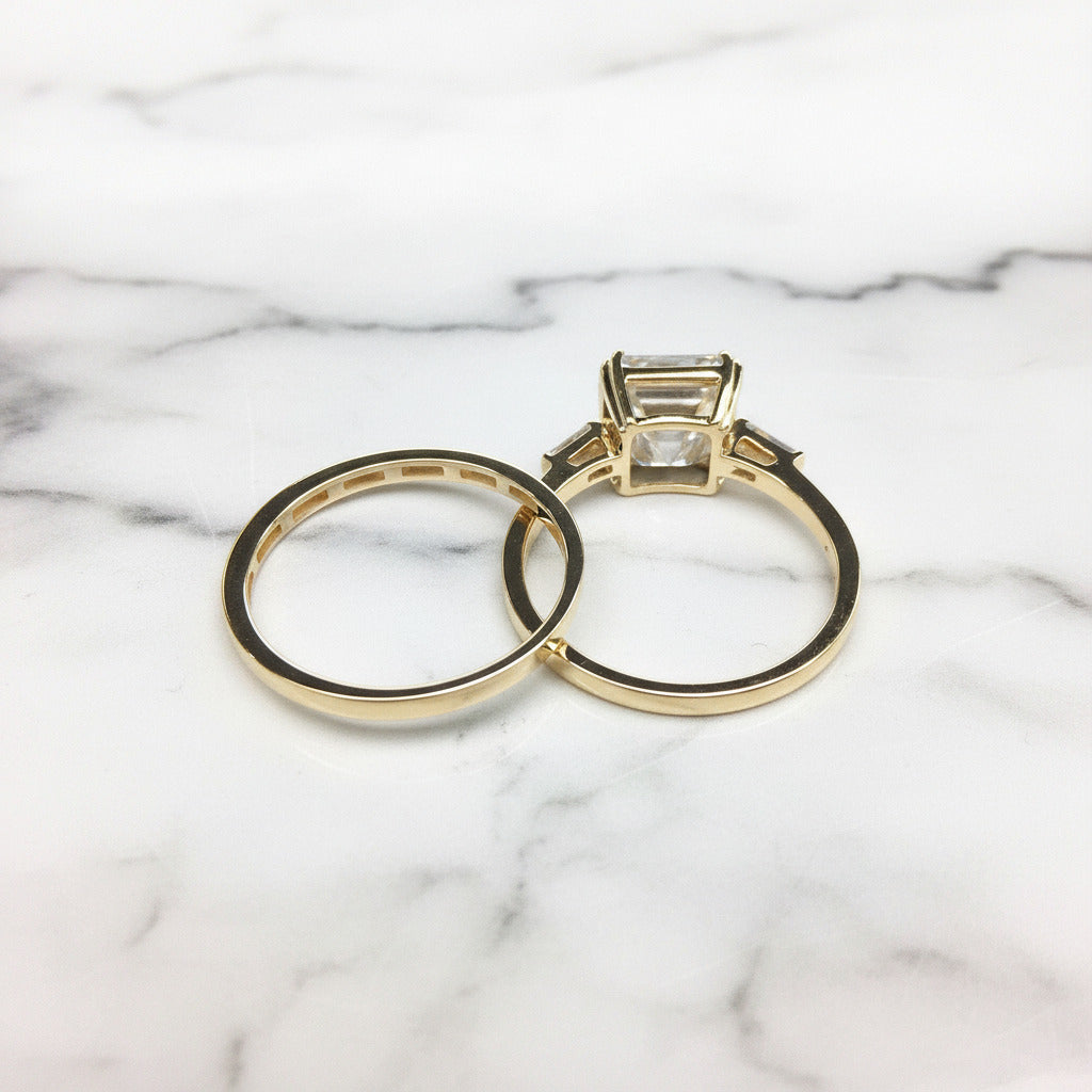 Products 14K Yellow Gold 4.5ct Asscher Cut Diamond Option Ring Set-Black Diamonds New York