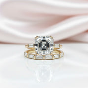 Products 14K Yellow Gold 4.5ct Asscher Cut Diamond Option Ring Set-Black Diamonds New York