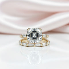 Products 14K Yellow Gold 4.5ct Asscher Cut Diamond Option Ring Set