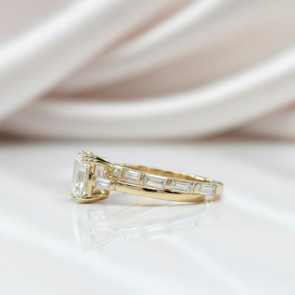 Products 14K Yellow Gold 4.5ct Asscher Cut Diamond Option Ring Set-Black Diamonds New York