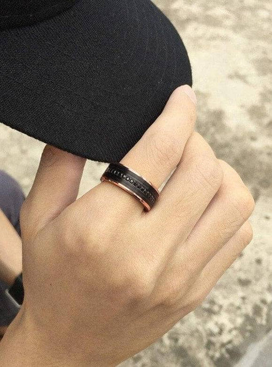 Punk Vintage Male Jewelry 8mm Black Rose Gold Color Tungsten Carbide Wedding Engagement Ring for Man - Black Diamonds New York
