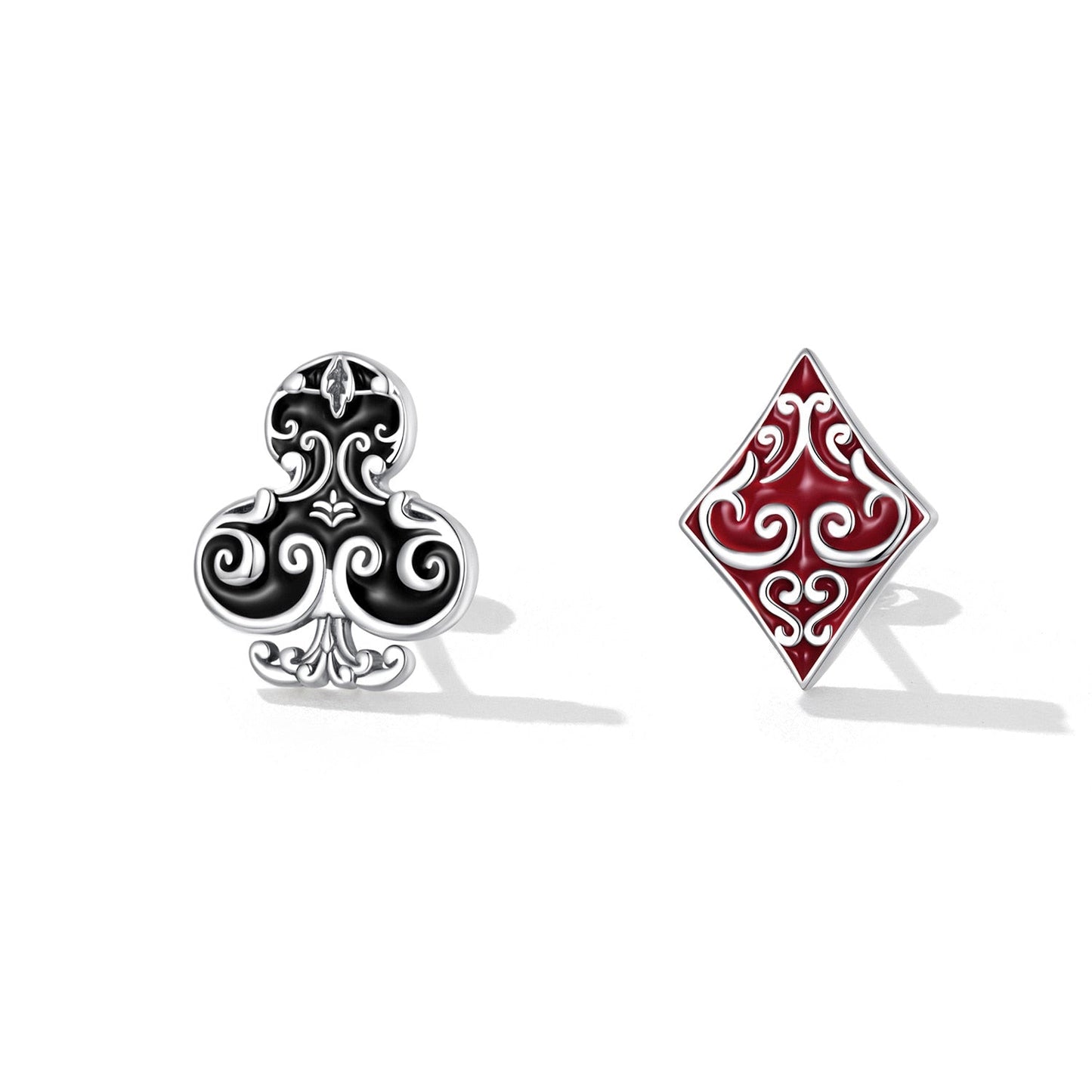 Punk Asymmetric Poker Card Symbols Stud Earrings