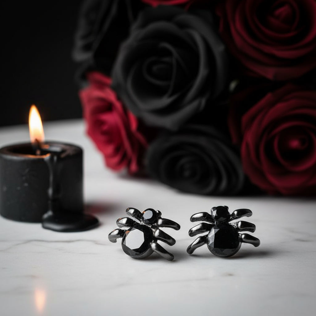 Punk Black Diamond Spider Earrings-Black Diamonds New York