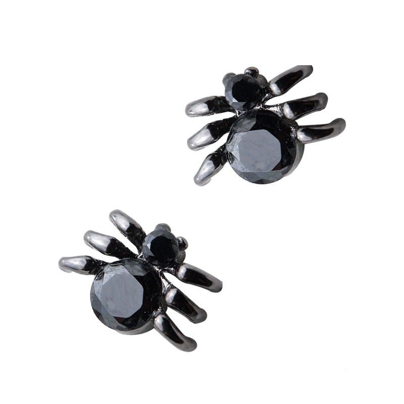 Punk Black EVN Stone Spider Earrings
