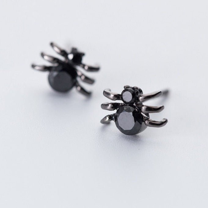 Punk Black EVN Stone Spider Earrings-Black Diamonds New York
