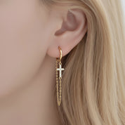 Punk Cross Diamond Option Hoop Earrings-Black Diamonds New York