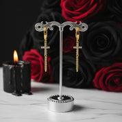 Punk Cross Diamond Option Hoop Earrings-Black Diamonds New York