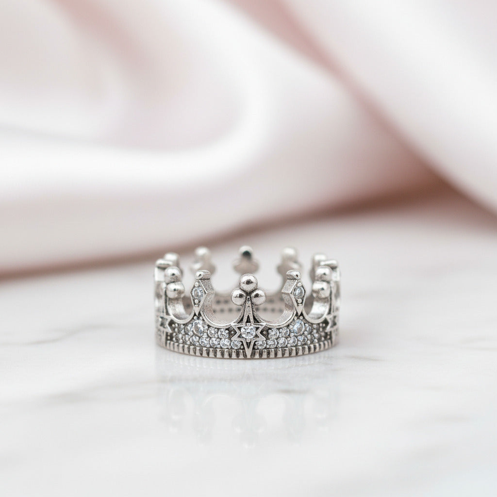 Punk Crown Diamond Pave Setting Ring-Black Diamonds New York