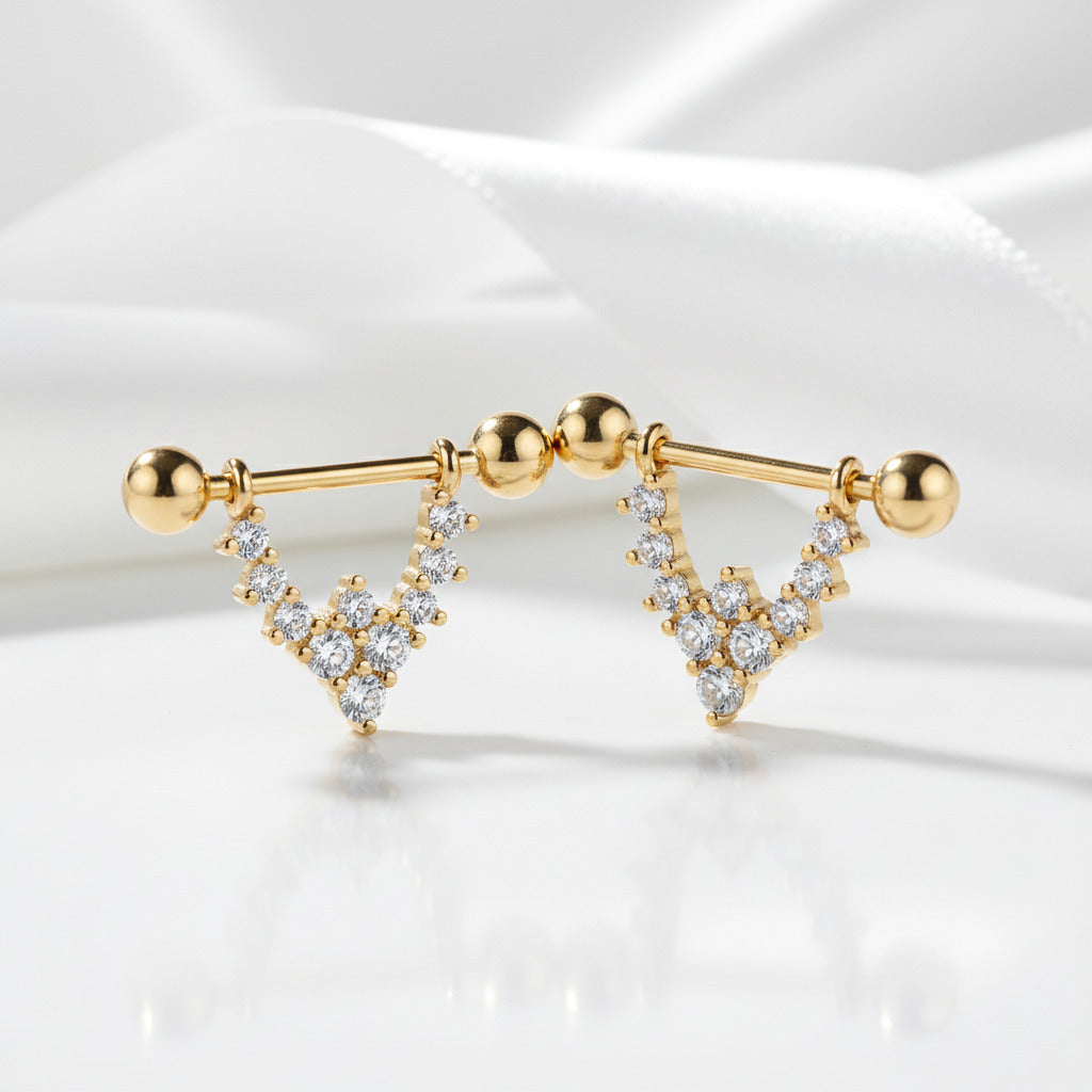 Punk Diamond Option U-Shaped Screw Earrings-Black Diamonds New York