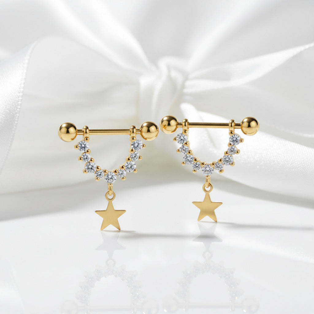 Punk Diamond Option U-Shaped Screw Earrings-Black Diamonds New York