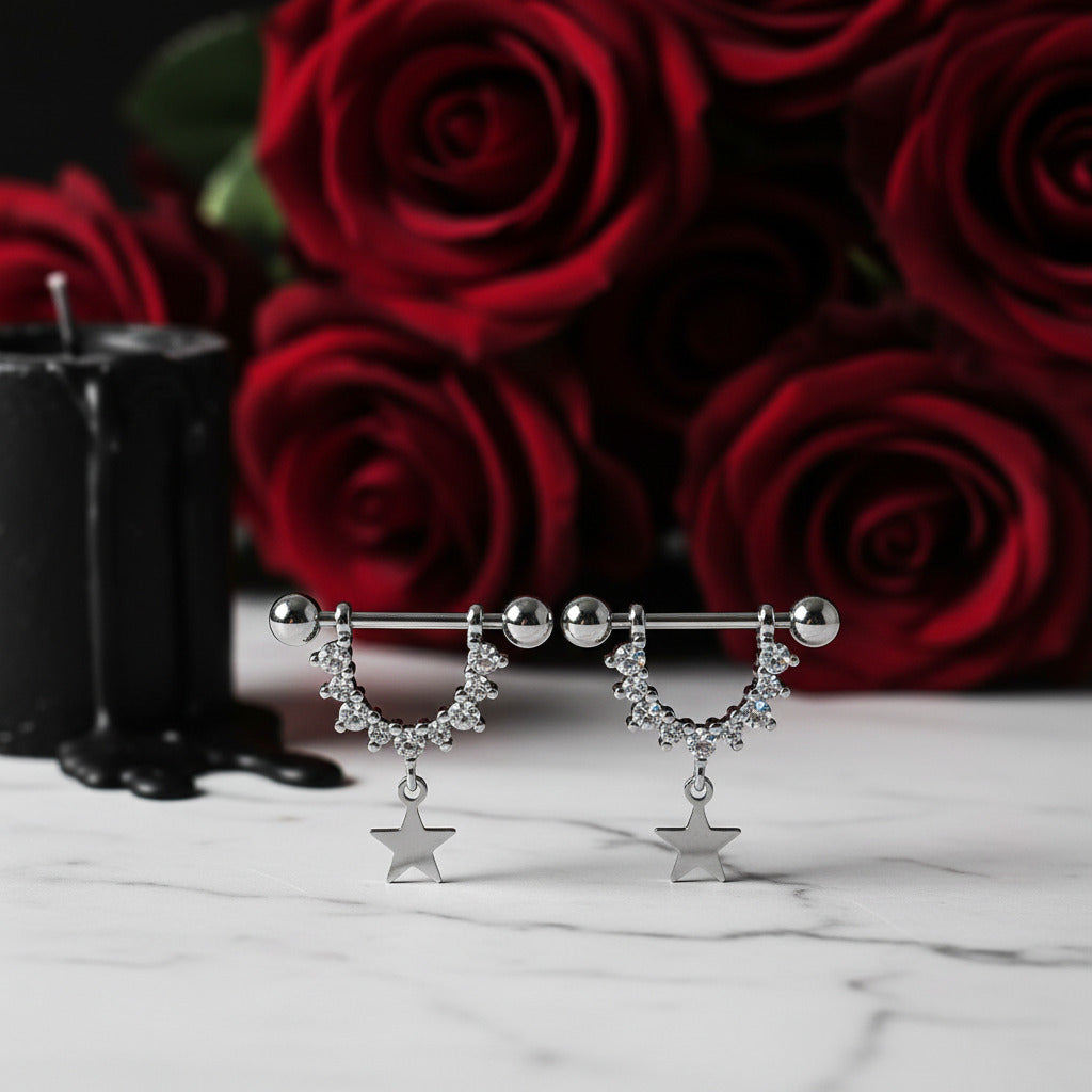 Punk Diamond Option U-Shaped Screw Earrings-Black Diamonds New York
